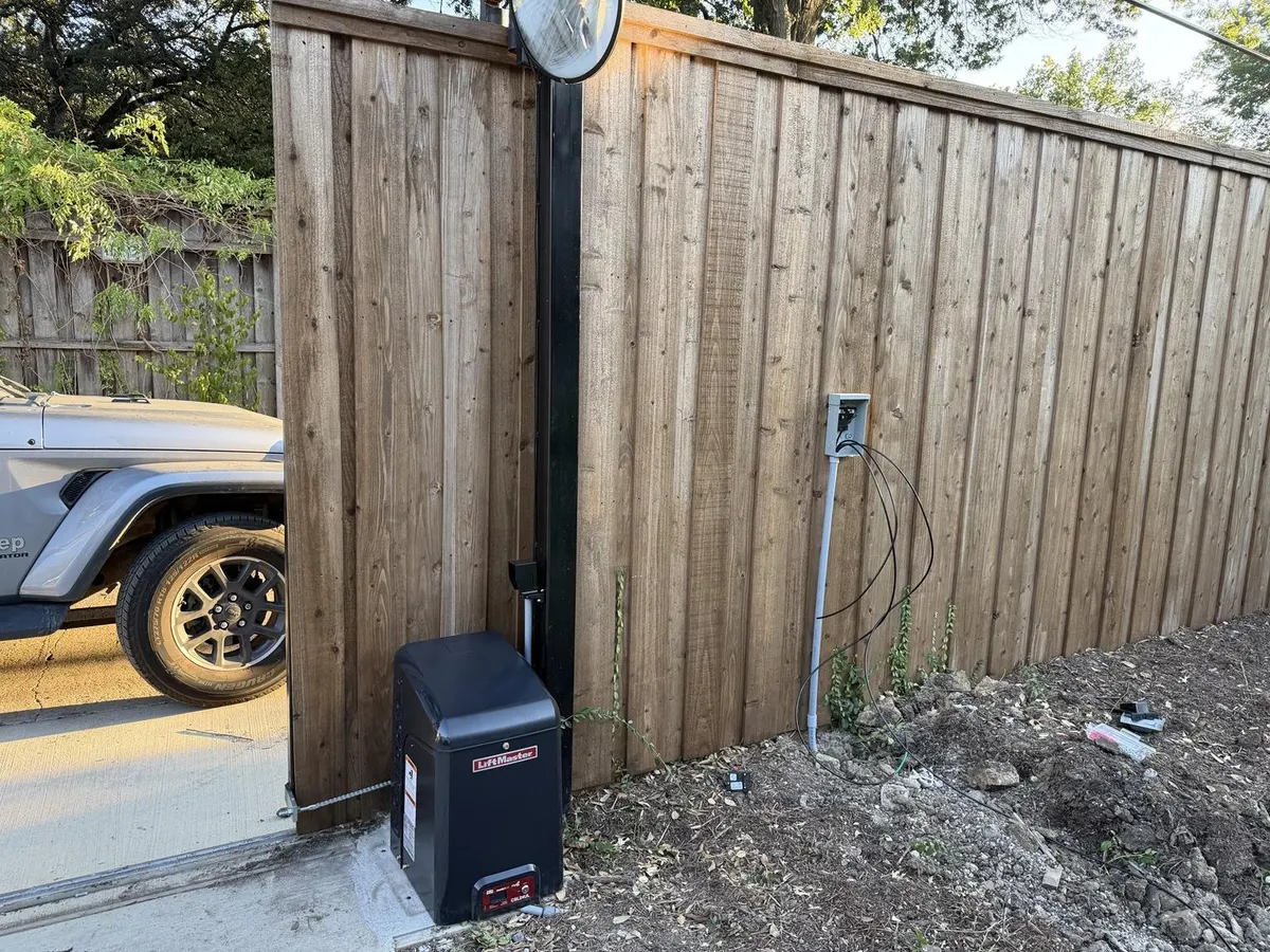 Installed CSL24UL beside the sliding gate.