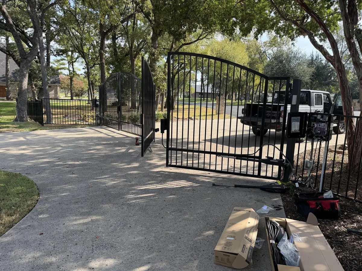 Additional view of the gate opening during installation.