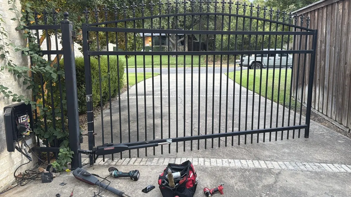 Additional view of the gate during the repair.